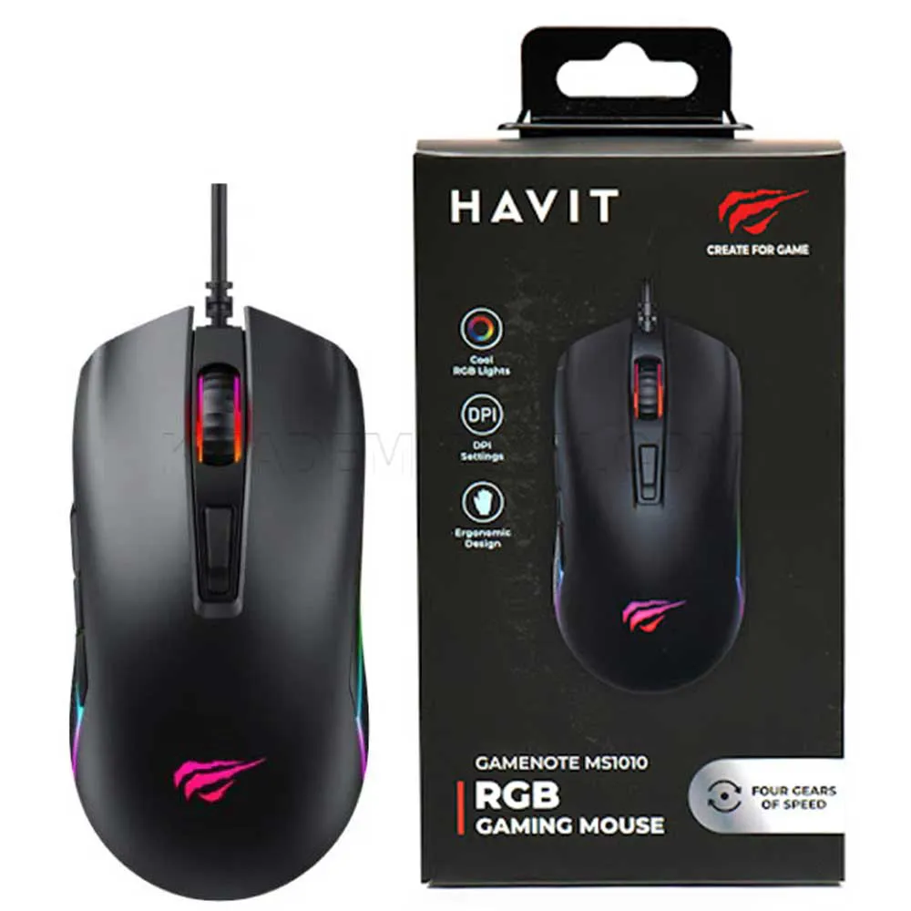8c74fd219a8cc85b411480abc525fb4053e2d1cd01757a9c3faf6560cc217617.webp ماوس سیم دار گیمینگ هویت مدل HAVIT MS1010 مشکی