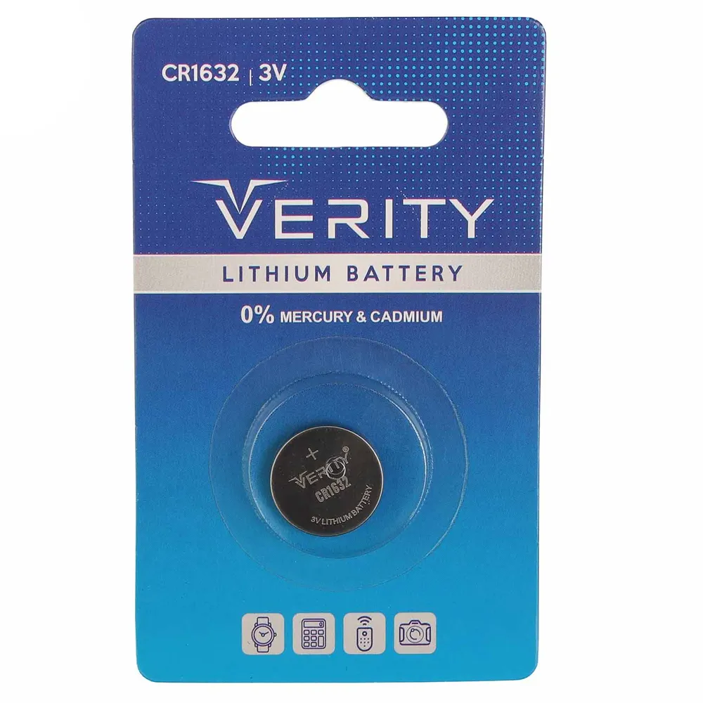 8cdaabe401a67e7029a9c7d4232f7d24d9a117bbc276b5f5982e53d838919724.webp باطری سکه ای وریتی مدل VERITY CR1632 تک پک