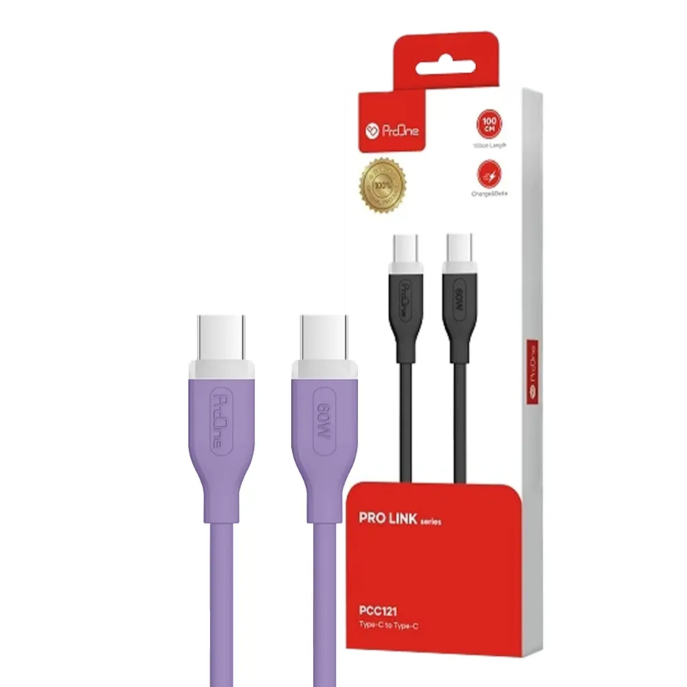 8cf910e3156196c58a3808009e28f441628b219ca3bae1f3d492b40b81c19234.webp کابل تایپ سی پرووان مدل PROONE PCC121 PD TYPE-C بنفش