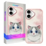 قاب اپل مدل Nimmy Big Eyes Ragdoll IPHONE 16 صورتی