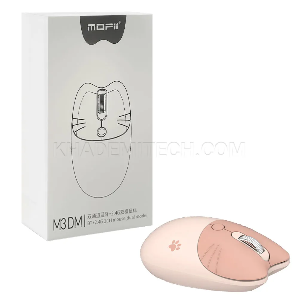 9f0ce13b6f08ffccddaef7fcc2842ef7d13f0e61e1238c154ca7e156e9a59d0a.webp ماوس بی سیم مافی مدل MOFII M3DM فانتزی گربه ای کرمی