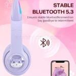 هدست بی سیم فانتزی طرح گربه مدل CAT EAR STN-28T بنفش