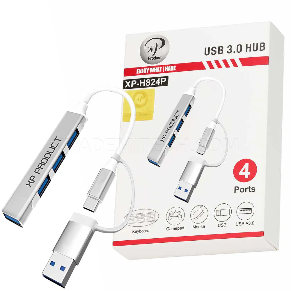 a6bffc8c4e7694a3c4c9e2d37d85a354b790885bf1ffb8fc8063b0635a6431eb.webp هاب ایکس پی مدل XP H824P USB3.0 TYPE-C 4Port