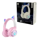 هدست بی سیم فانتزی طرح گربه مدل Wireless AKZ 62 صورتی