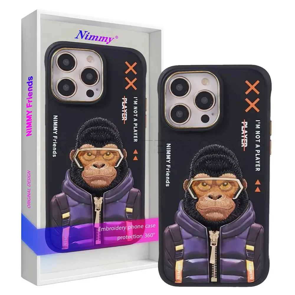 ab24d90f9442e5c0ded4d5c115de8a75272e2ca2812657ca4f32393bfc615acb.webp قاب اپل مدل NIMMY Cool Cute Gorilla IPHONE 16Pro مشکی