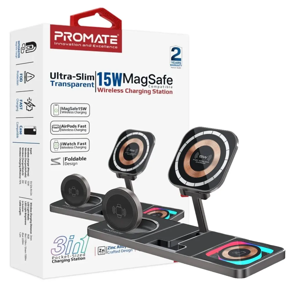 ab962bf84a0811714a8b21f5ee08b9c76bd62a54bb883a72fdf5639d557584f8.webp شارژر بی سیم پرومیت مدل PROMATE AURASLATE-TRIO