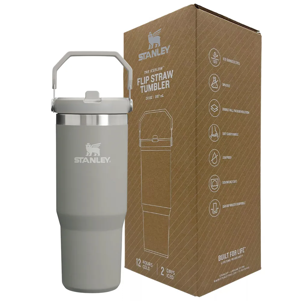 aee383a2814e4c900e8965a8ebb9f99a15fb3ec2a7c548e5b1deea1c311559ea.webp ماگ نی دار استنلی مدل STANLEY Flip Straw Tumbler 0.88L طوسی