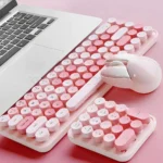 کیبورد و ماوس و نام پد بی سیم مافی مدل MOFII I MAX فانتزی صورتی