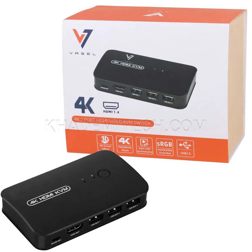 c6bcb7c43f272bd20f7614cd62adb9309c5f2b18dab24a9353a8e2516ce7d456.webp دستگاه KVM واصل مدل VASEL VSL-HK201 2Port HDMI