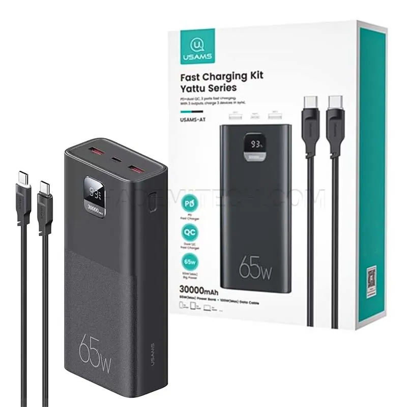 c724b5bcd4767d81d165e2a8a8bdab75950afea34a4cf89ab78aeed51e8616ab.webp پاوربانک یوسمز مدل Usams CD185 65W 30000mAh مشکی