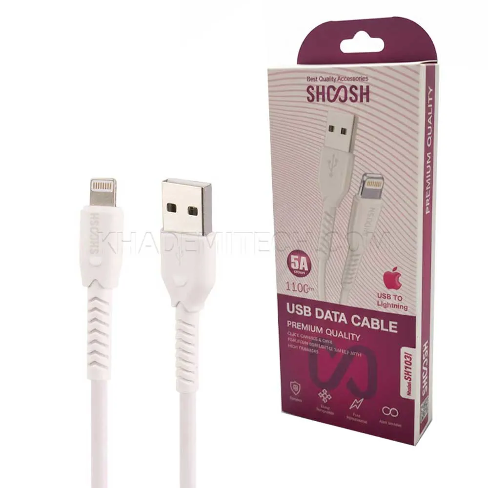 ca223b390c4fa3f29038613969061d1f1d949954a3b170bf05857ed22261789b.webp کابل آیفون فست شارژ شوش مدل SHOOSH SH103i IPHONE 5A
