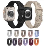 بند اپل مدل SILICON 42/44/45/49mm طرح دار یشمی