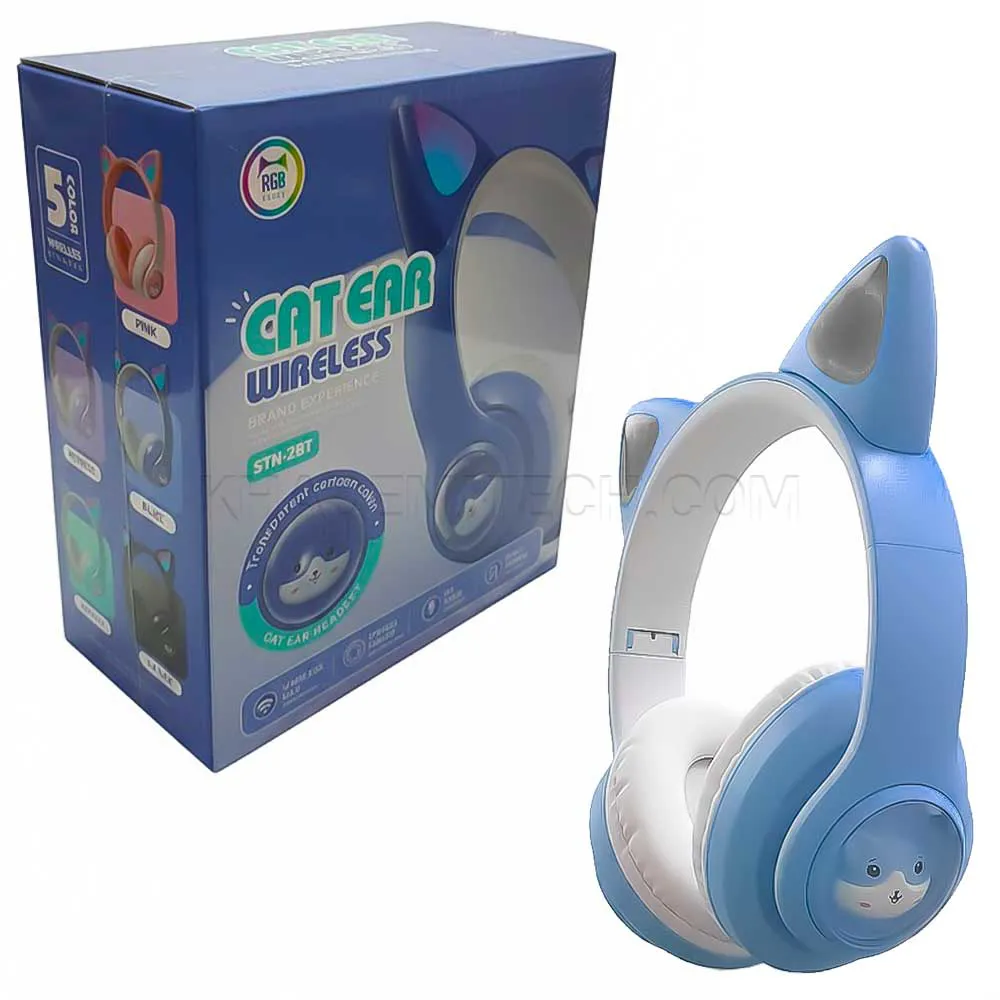 cb7b090fd5d3972330d9bc9c02152ca4e8ba1577aebdfa71ca7f54500c5b611c.webp هدست بی سیم فانتزی طرح گربه مدل CAT EAR STN-28T آبی