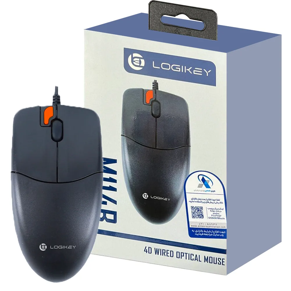 cd9713783db7446f9b0e4adee5d0abc35e32a96ecf769c337d9263861e295acf.webp ماوس سیم دار لاجی کی مدل LOGIKEY M114B گارانتی الماس
