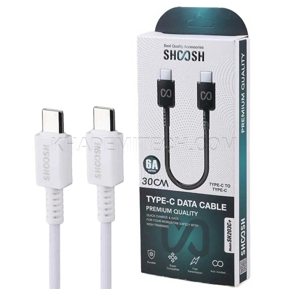 cfc2c35d1d27a143203bee6ee528f027f5b1279feebab7ab3b116f50e6df9c28.webp کابل تایپ سی پاوربانکی شوش مدل SHOOSH SH203C PD سفید