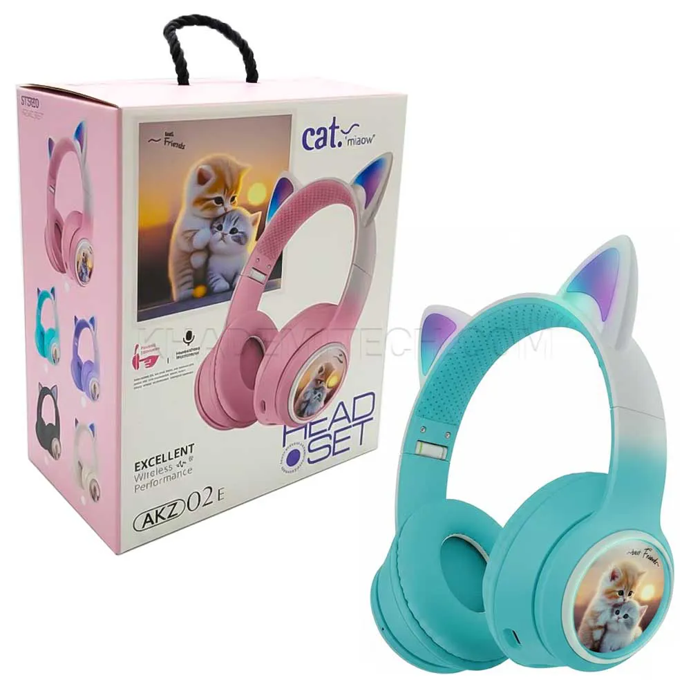 d2c95ab21a1022f2a7f7a17273c50ac9538edecf9169cd583d86c63a94af63c1.webp هدست بی سیم عروسکی طرح گربه مدل AKZ 02E CAT آبی