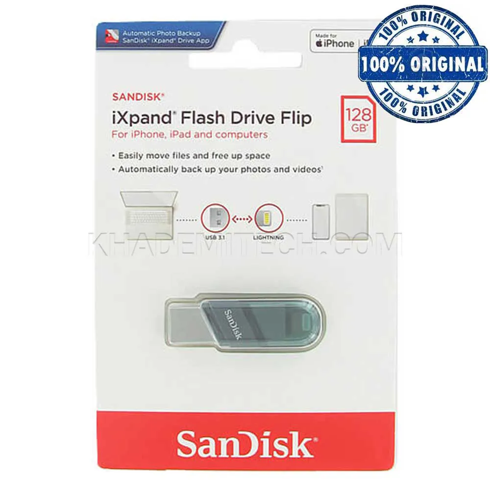 d3f5e61f99cb468c980f1178f0f2ada2392ec92b1023effc1d9f7286827782d4.webp فلش سندیسک مدل Sandisk IXPAND FLIP 128G ام آی تی