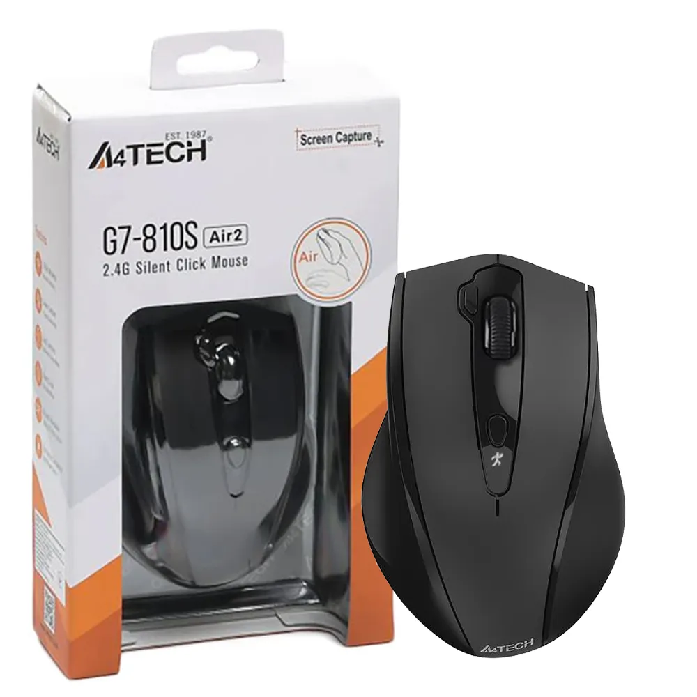 d55ae847aa138bd1c4eca10a79cd6effad24db64454c63aa57e24b02a6aaba22.webp ماوس بی سیم ایفورتک مدل A4tech G7-810S AIR2 مشکی