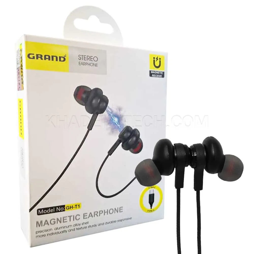 d5f9bef662b60550b0fc213bb5ad16a9144b3456bce10090ed556dbcfcf8a7c2.webp هندزفری سیم دار گرند مدل GRAND GH-T1 MAGNET Type-C مشکی