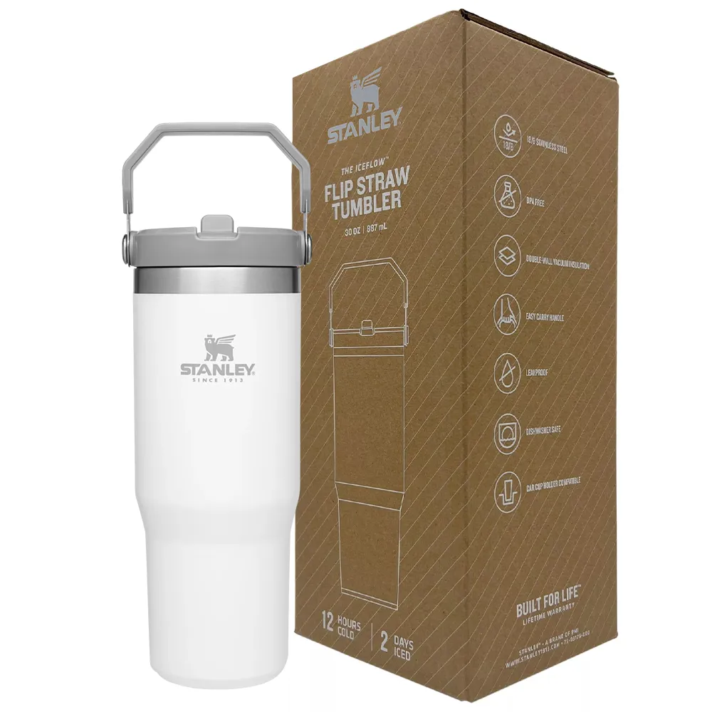 d7eaaf93c49c938a614568342563c7c4c99ae4dfdb753d3a6fa43bb5080bfe5f.webp ماگ نی دار استنلی مدل STANLEY Flip Straw Tumbler 0.88L سفید