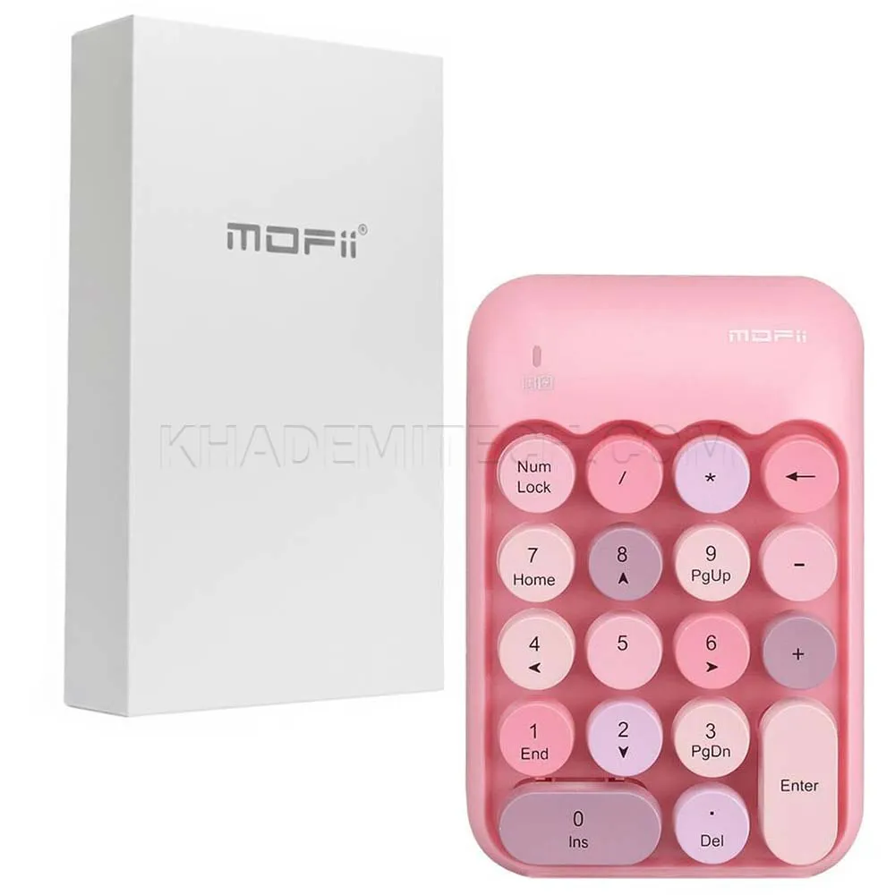 d99c87e03d09fb181270c34426234248023dcc8cbad1ac59e012cffaef45b73c.webp کیبورد بی سیم نامبرپد مافی مدل MOFII X910 صورتی