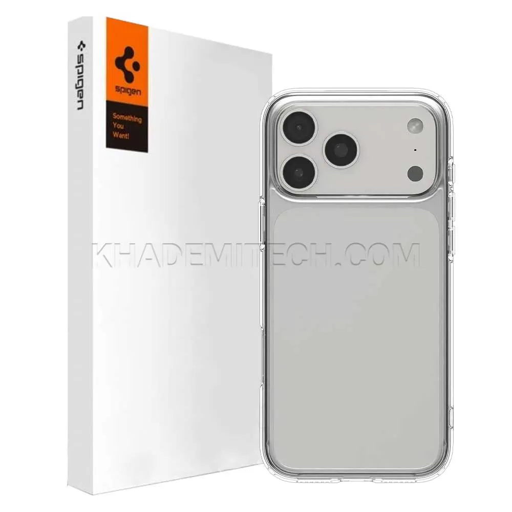 dd8df38310411db77c9de7e54916b1f441efa0c9396fdecef7928231f92ea48f.webp قاب اپل اسپیگن مدل Spigen IPHONE 17 ProMax شفاف