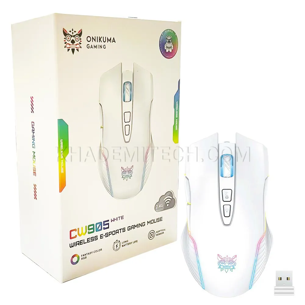 e40417d11c6c533d1d4d054701679c173e10cf6ffe5e57804488fbe95027d5f3.webp ماوس بی سیم گیمینگ اونیکوما مدل ONIKUMA CW905 سفید