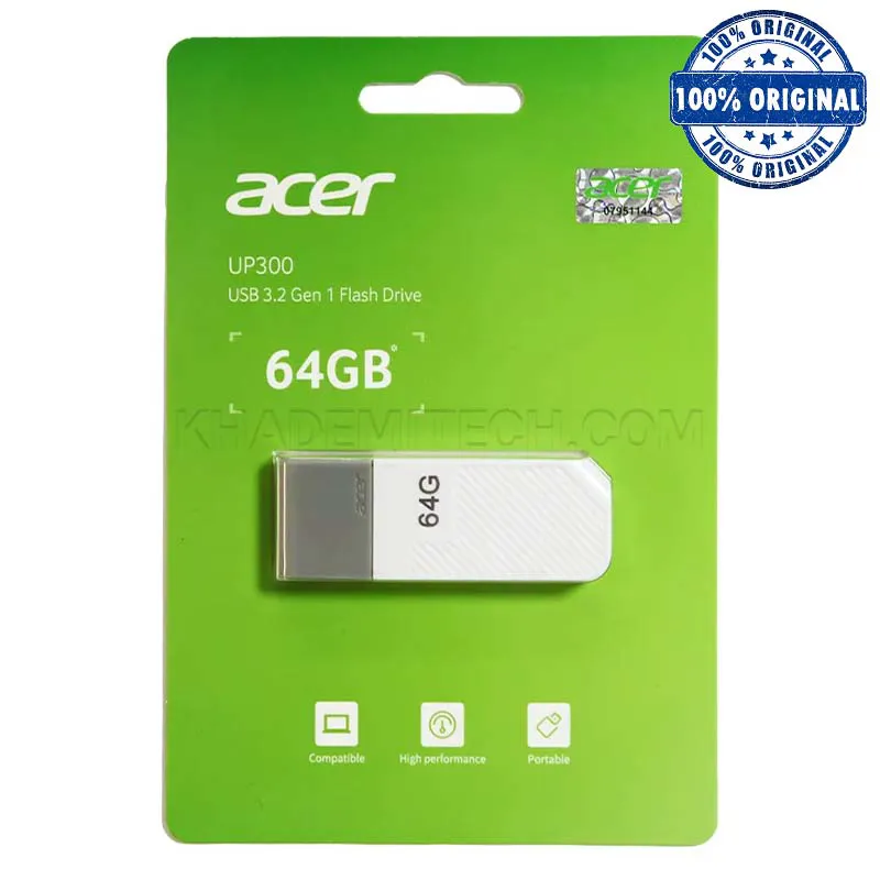 e6122b5141570fddeeb81f393af091e4d423f260e0bac11863df955b6e2f729e.webp فلش ایسر مدل acer UP300 64G USB 3.2 سفید