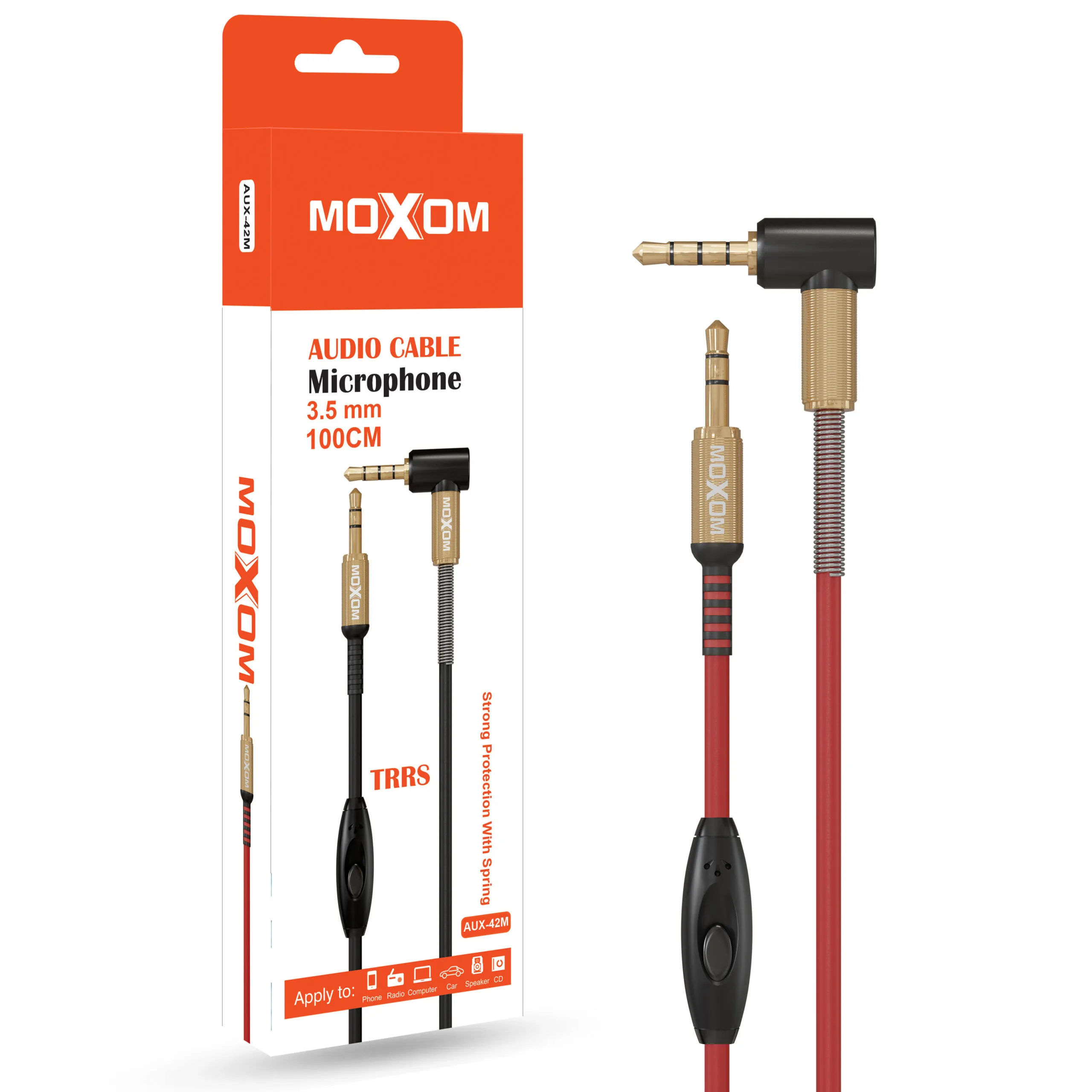 e6a334dd36397f5377db99806466d1b411c926f063cfd6776aa09667f33dd01b.webp کابل صدا AUX میکروفن دار موکسوم مدل MOXOM 1M AUX-42M قرمز