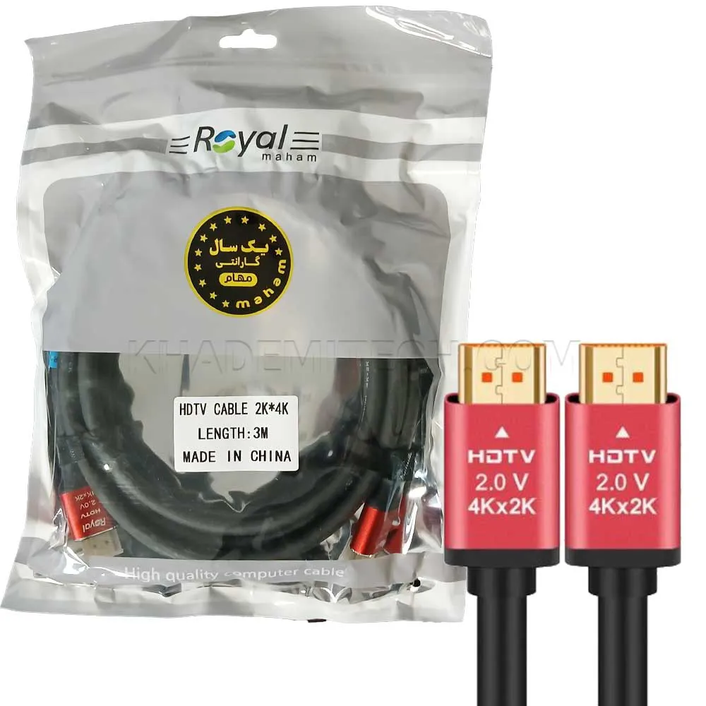 e77e9b53f01d2d82415f3621ddd01d6e73316023ec5e47de196d1d1b7e810160.webp کابل زرهی رویال مدل ROYAL HDMI 14+1 1.4V 3M