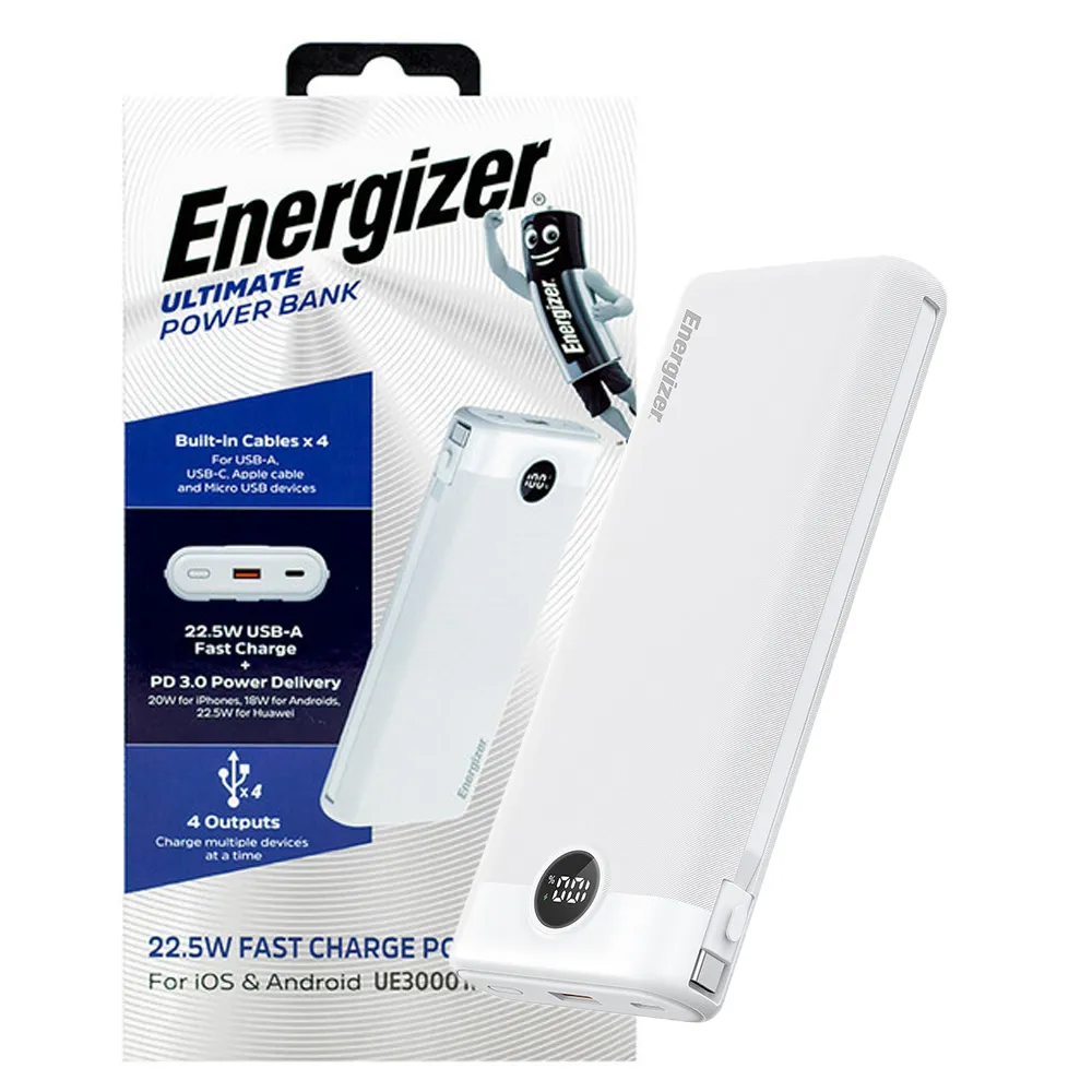 eab97646c8921ae14688020f1fd80b26eafcf09cd4b4da060844f80a7b762fa6.webp پاوربانک UE30001PQ 30000mAh سفید Energizer