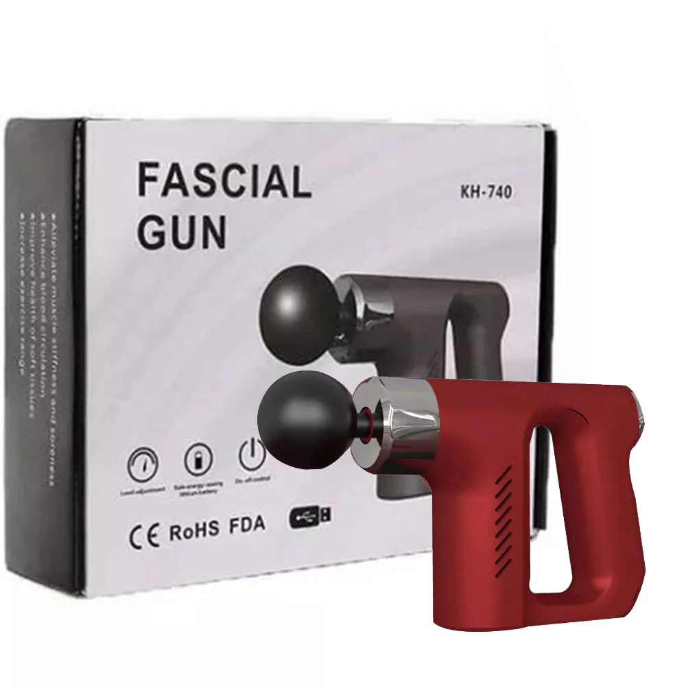 ee7506e7e746cbe340d1b4116a6535b2f5bebb6db58541466d88e10e7a52133d.webp ماساژور تفنگی برقی مدل FASCIAL-GUN KH-740 قرمز