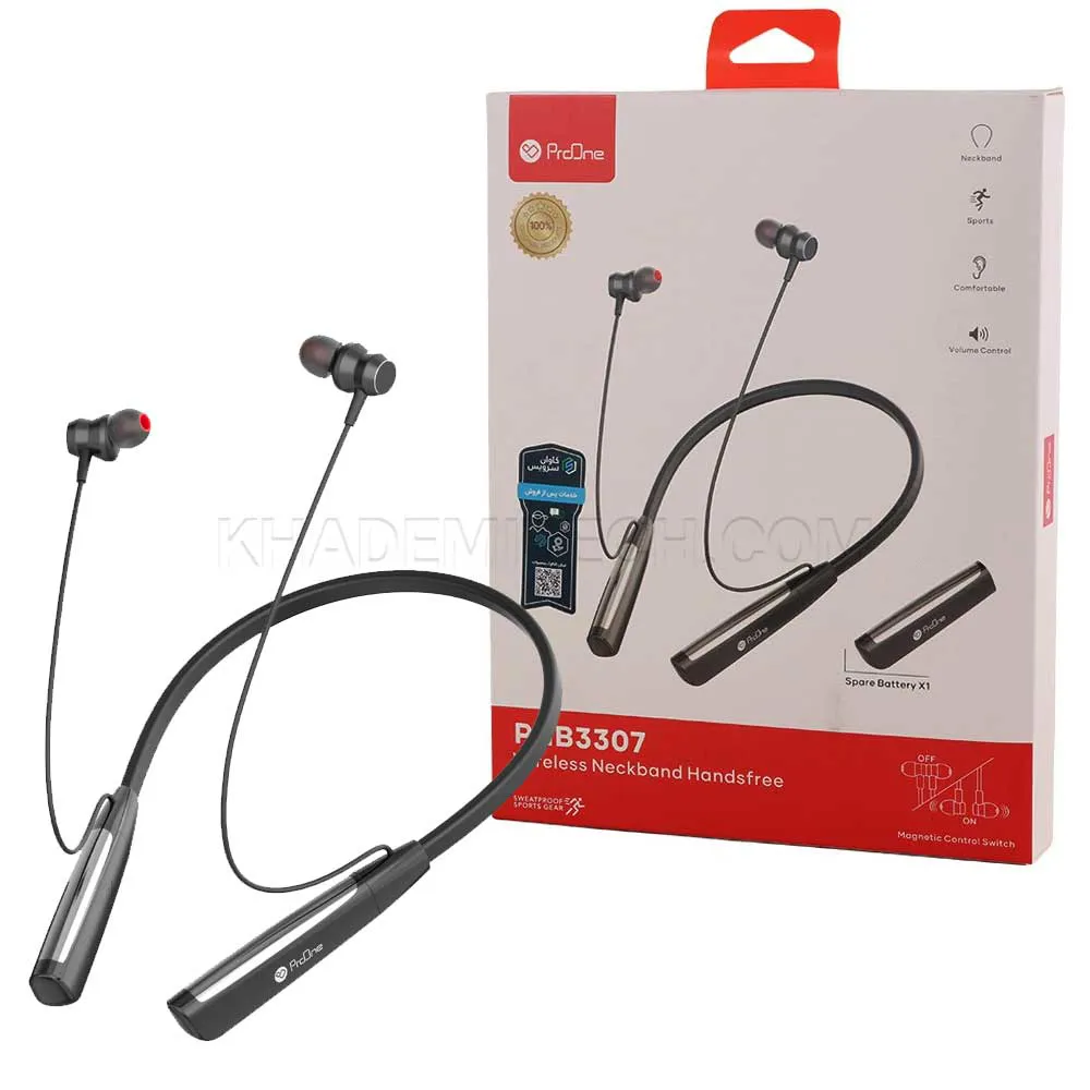 efb6712bd0dfe62255535c10ee8505dcf9c147341709ba24482942861b3bd500.webp هندزفری بلوتوثی گردنی پرووان PROONE PHB3307 مشکی نقره ای