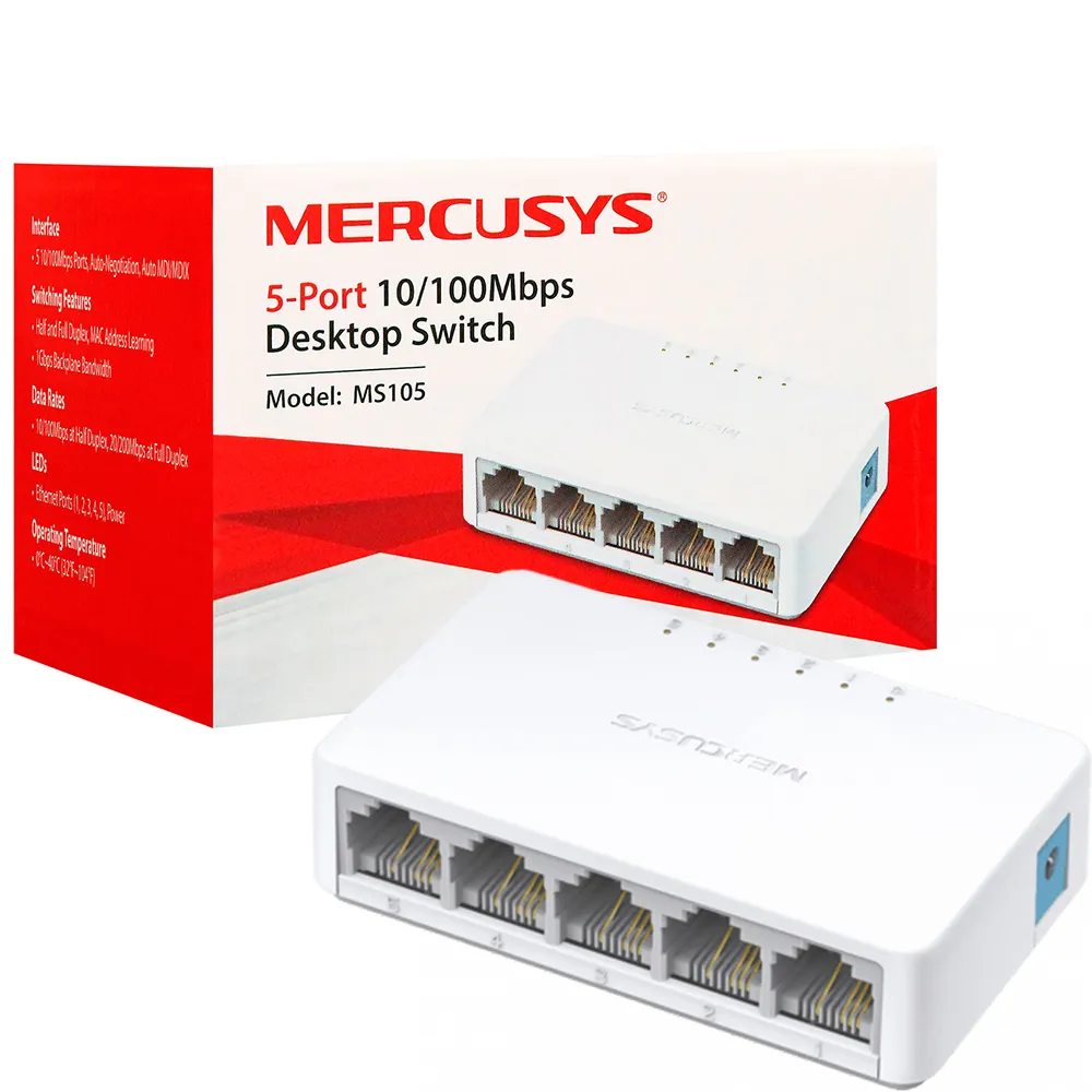 f189712a3005fb15e23cb36c13782a163facd5b12e162e39b484e8439d54b28d.webp هاب سوئیچ MS105 100 پارس ارتباط MERCUSYS