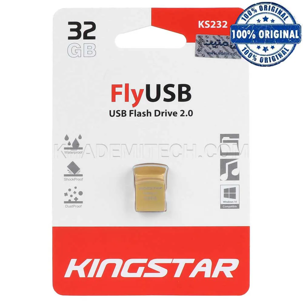 fa10a6c79a2b396b94787ce0faa5a83d05ffb955badf311917f2b4aec88bec37.webp فلش کینگ استار مدل KINGSTAR FlyUSB KS232 32G طلایی