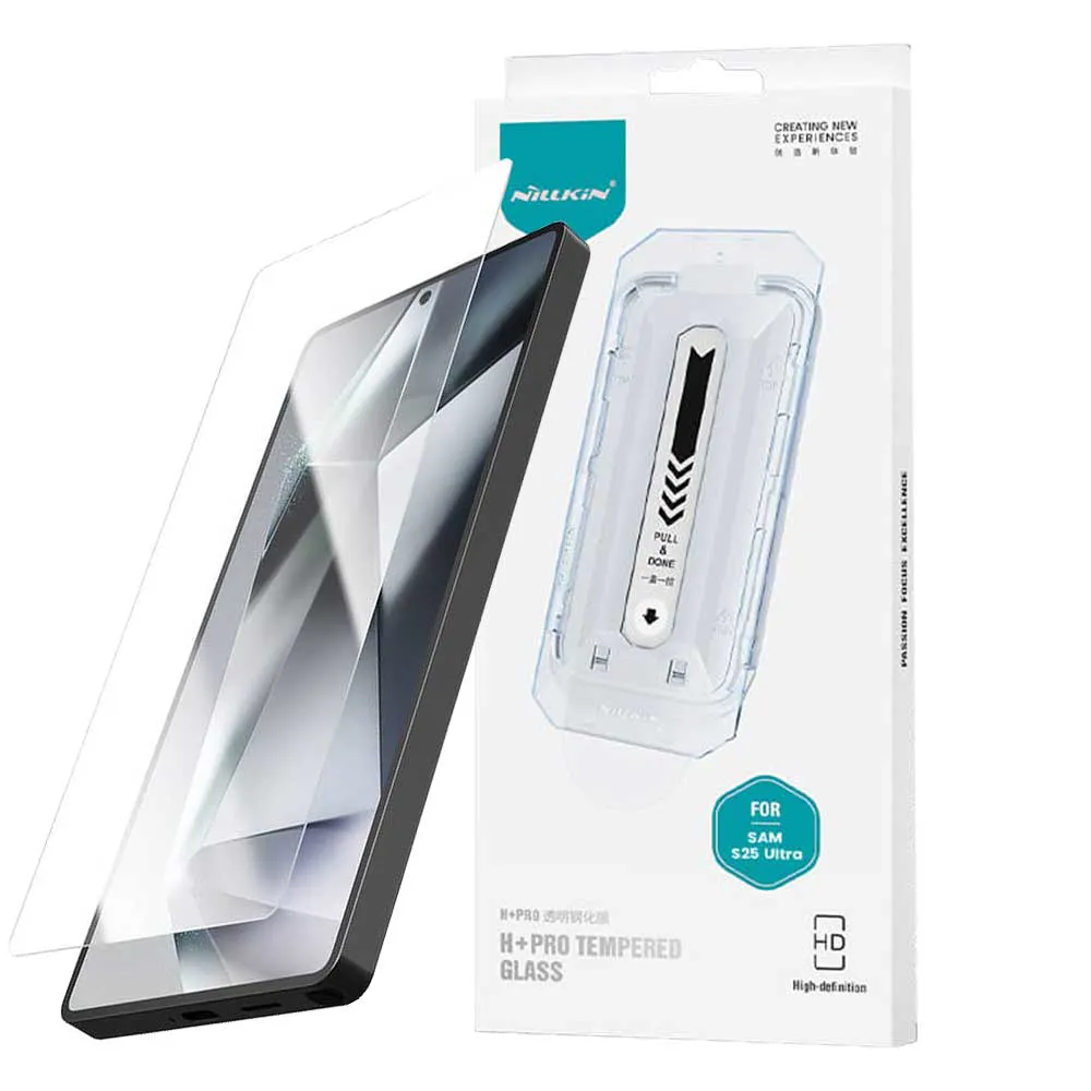 fe2d030d4de81967820d074cd2cfc18dd78e8dfc9ed45baafb257d0abf0cca2e.webp گلس نیلکین مدل NILLKIN H+Pro Tempered Samsung S25Ultra + کیت نصب